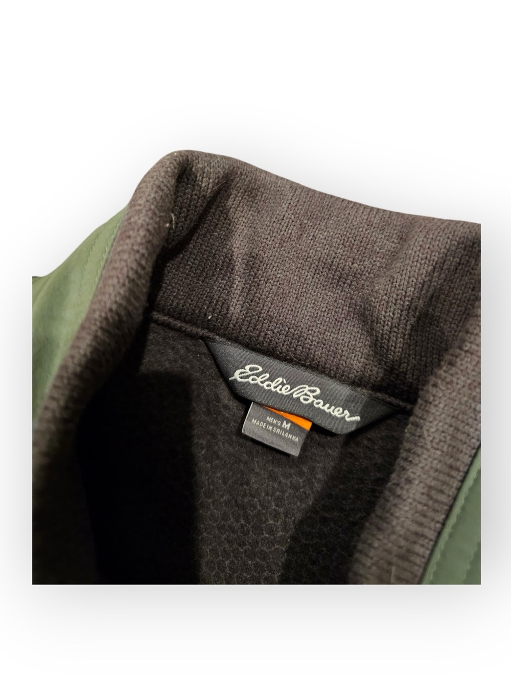 Eddie Bauer Sport Shop Full Zip Fleece Jacket Green Brown Orange Mens Medium - Picture 4 of 6